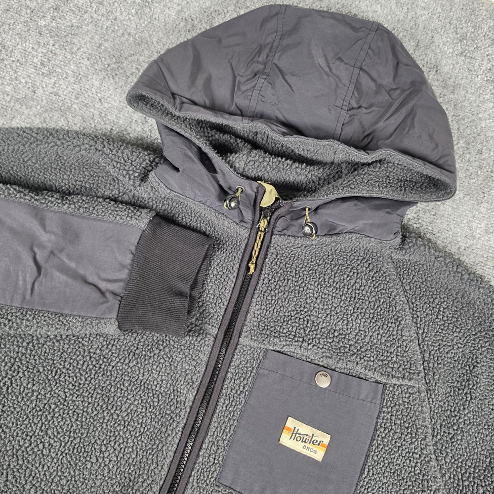 Howler Bros Chisos Fleece Parka Hoodie Men Large Grey Sherpa Full Zip Jacket